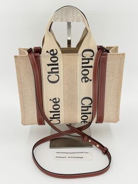 Chloe “Woody” Tote with Brown Leather Trim Excellent Condition! Small Size